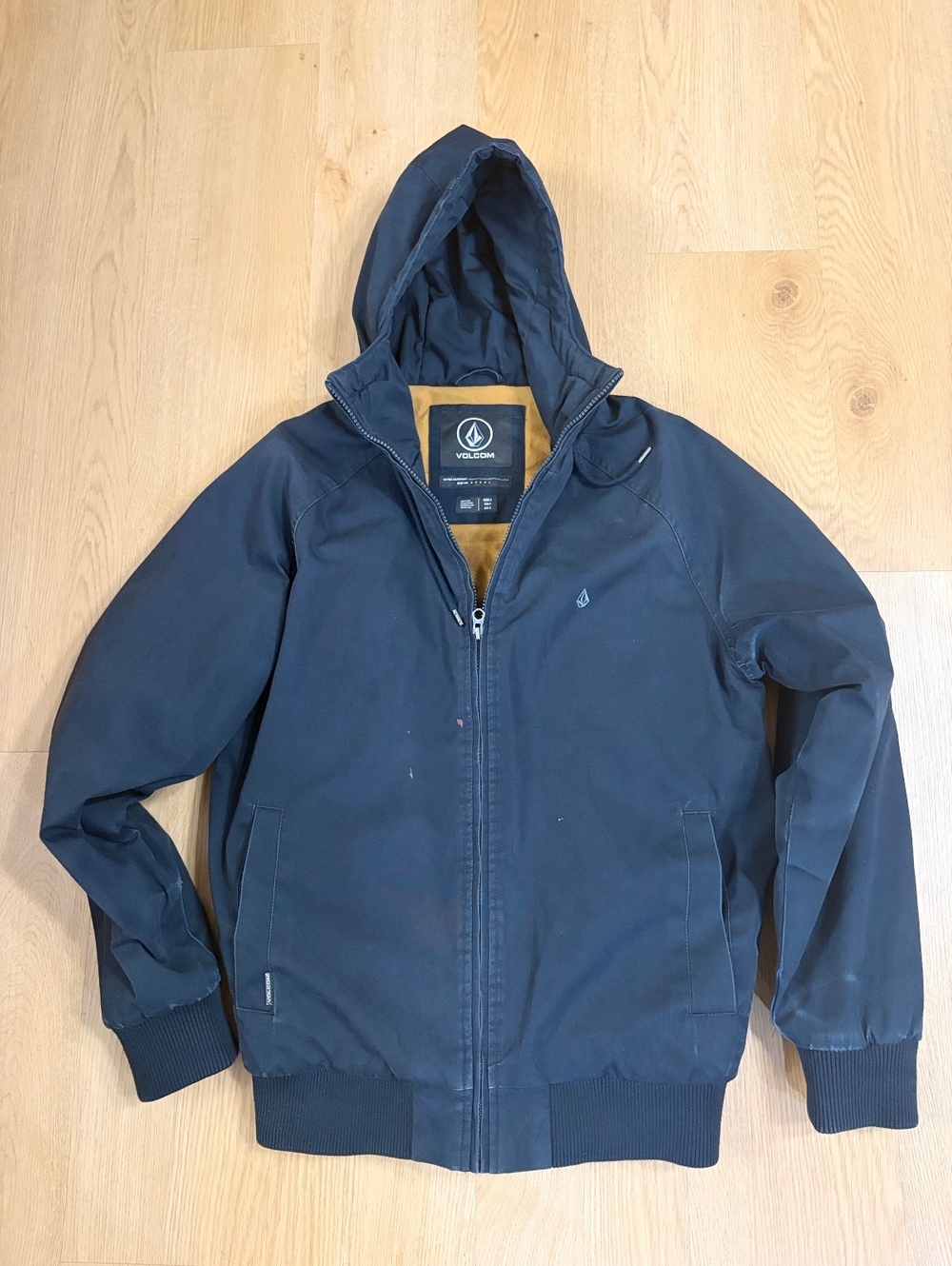 Men’s Volcom Hooded Water Resistant Jacket Black Size Small